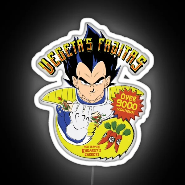 Vegeta S Fajitas Over 9000 Locations RGB Neon Sign
