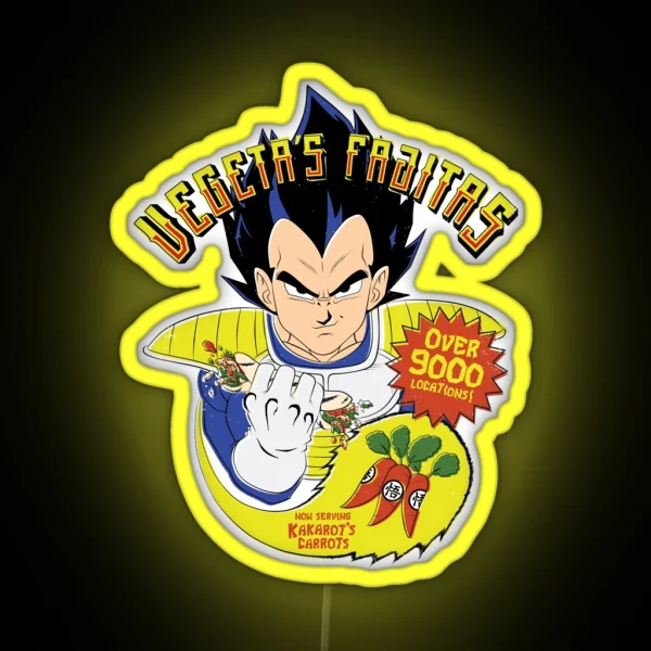 Vegeta S Fajitas Over 9000 Locations RGB Neon Sign