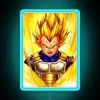 Vegeta in Super Saiyan form, surrounded by a neon blue glow, standing proudly with his signature scowl.