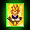 Vegeta in his Super Saiyan form, illuminated by neon green lights.