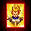 Vegeta in Super Saiyan form from Dragon Ball Z, depicted with neon RGB colors against a dark background.