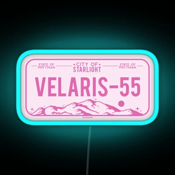 Velaris Hot Pink Acotar Car Plate A Court Of Thorns And RGB Neon Sign