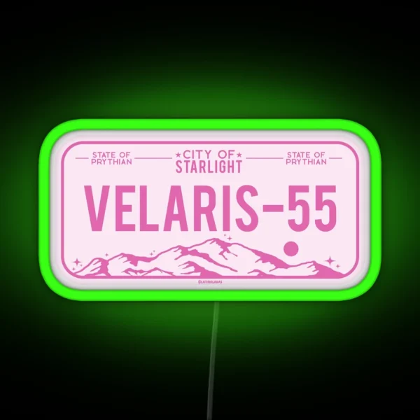Velaris Hot Pink Acotar Car Plate A Court Of Thorns And RGB Neon Sign