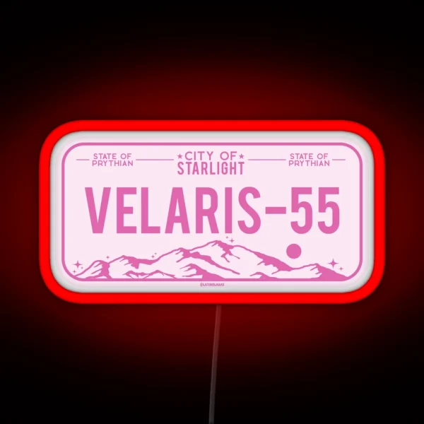 Velaris Hot Pink Acotar Car Plate A Court Of Thorns And RGB Neon Sign