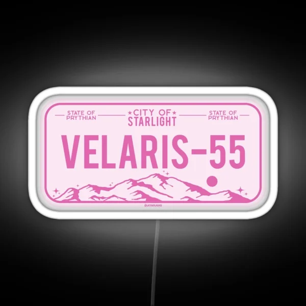 Velaris Hot Pink Acotar Car Plate A Court Of Thorns And RGB Neon Sign