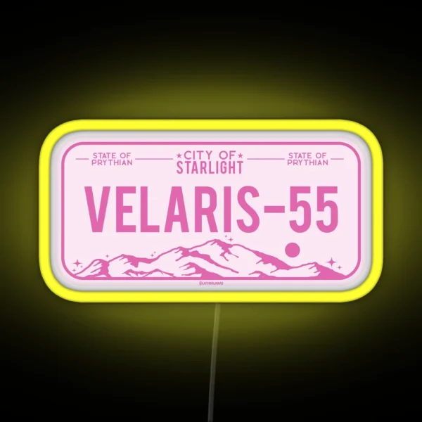 Velaris Hot Pink Acotar Car Plate A Court Of Thorns And RGB Neon Sign