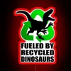 Vibrant, neon-lit sign featuring a velociraptor design in bright RGB colors.