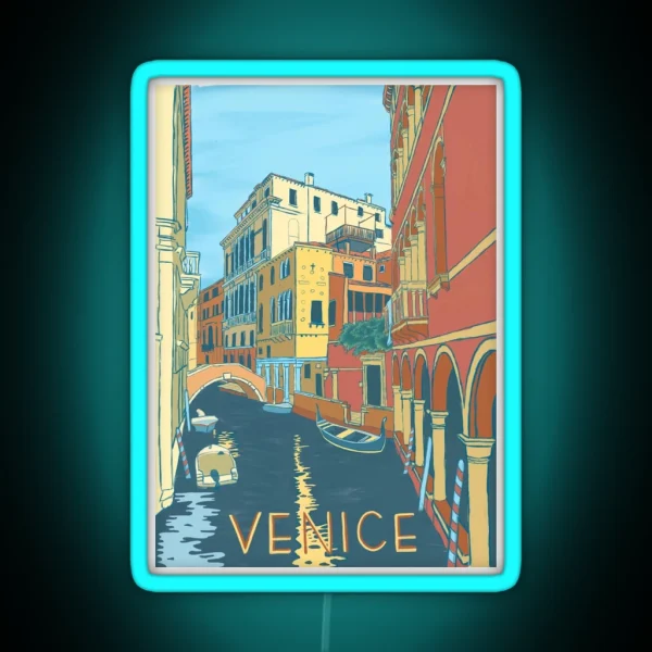 Venice Italy Vintage Print RGB Neon Sign