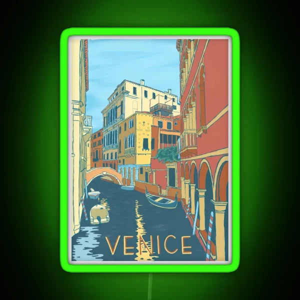 Venice Italy Vintage Print RGB Neon Sign