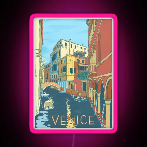 Venice Italy Vintage Print RGB Neon Sign