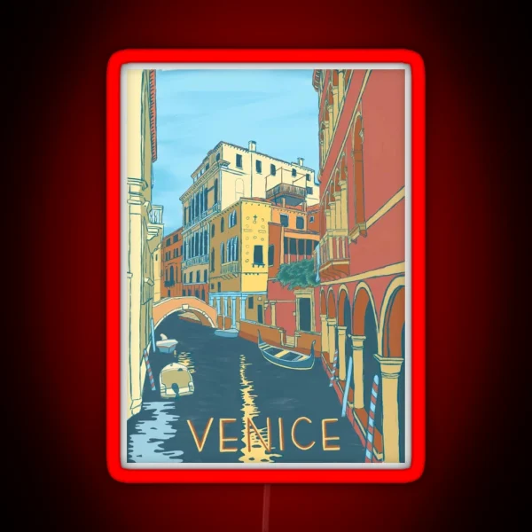 Venice Italy Vintage Print RGB Neon Sign