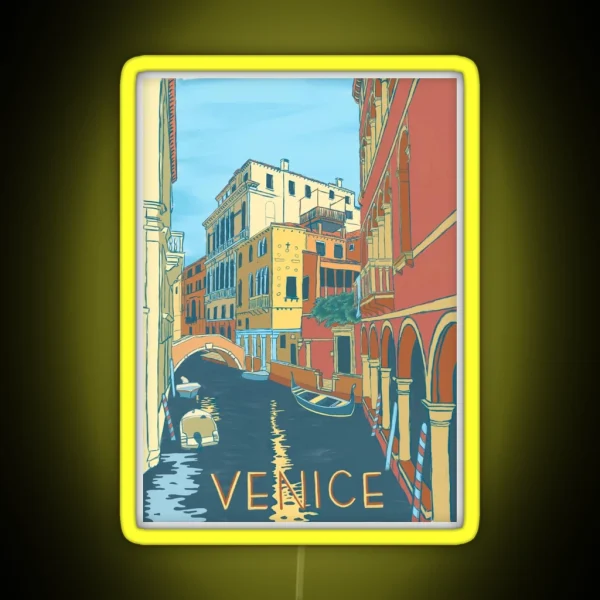 Venice Italy Vintage Print RGB Neon Sign