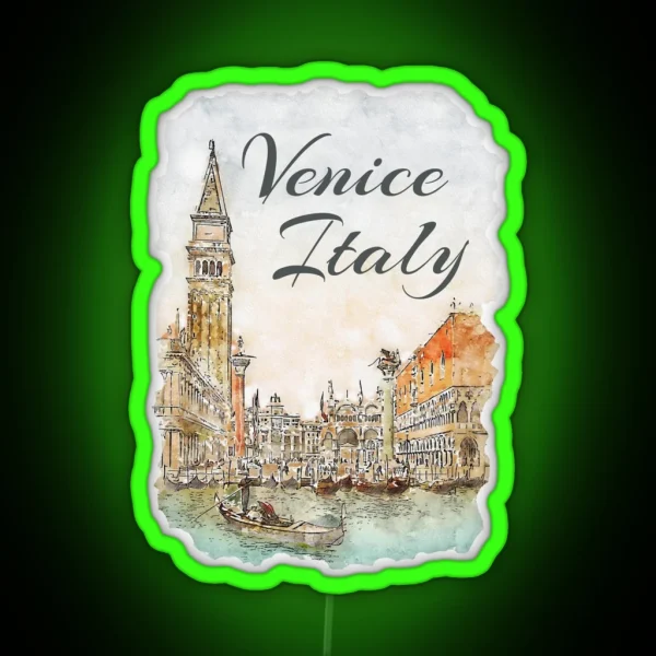 Venice Italy Watercolor Souvenir RGB Neon Sign