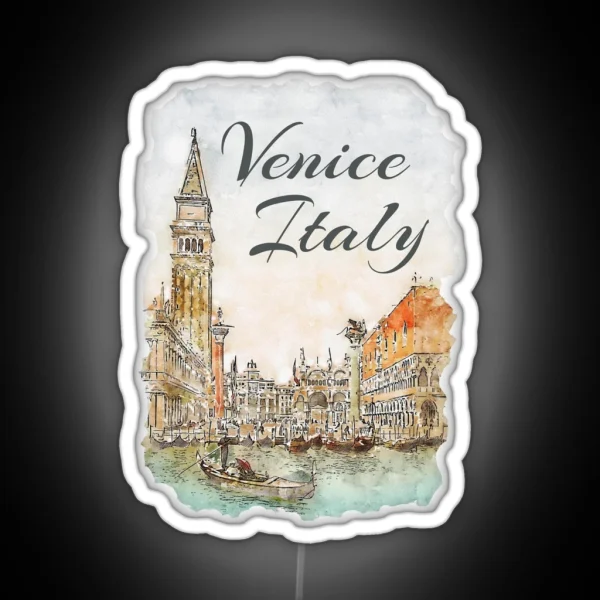 Venice Italy Watercolor Souvenir RGB Neon Sign