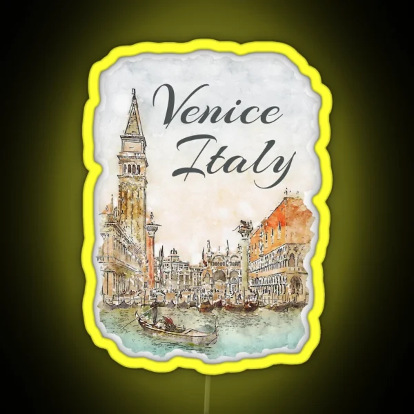 Venice Italy Watercolor Souvenir RGB Neon Sign