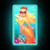Neon sign of a mermaid in vibrant colors, inspired by Venus.