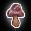 Glowing mushroom neon sign in vibrant RGB colors.