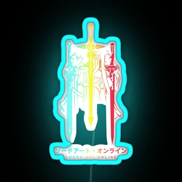 Vibrant Sword Silhouette Design RGB Neon Sign