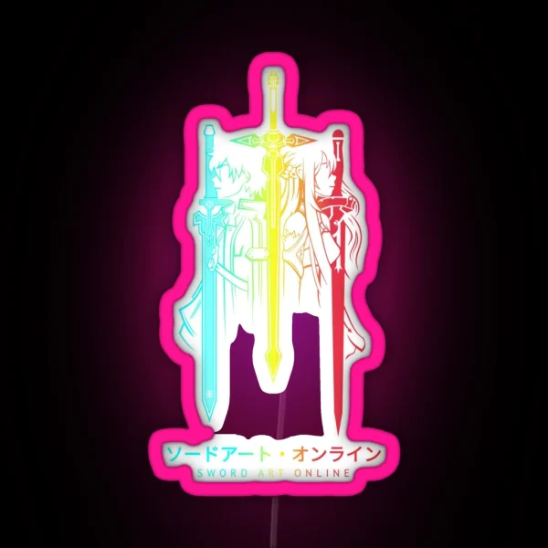 Vibrant Sword Silhouette Design RGB Neon Sign