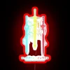 Neon-lit sword silhouette with vibrant RGB colors.
