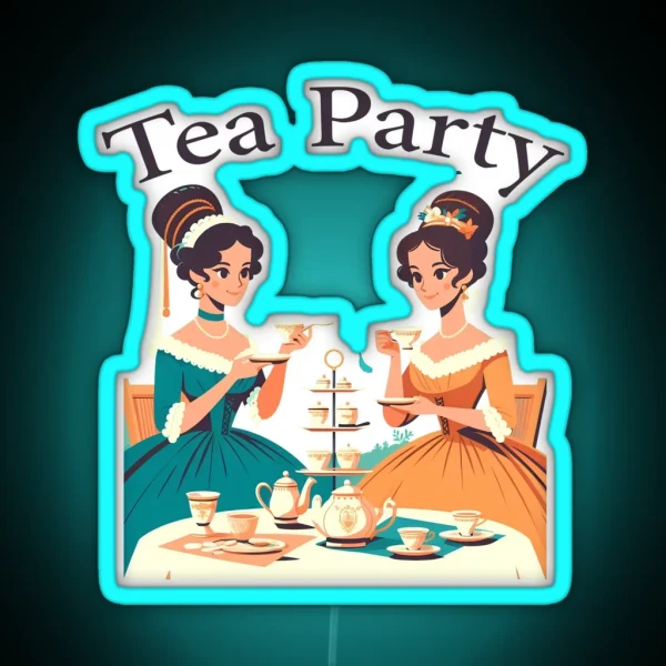 Victorian Ladies Enjoying Afternoon Tea RGB Neon Sign