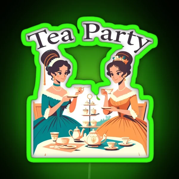Victorian Ladies Enjoying Afternoon Tea RGB Neon Sign