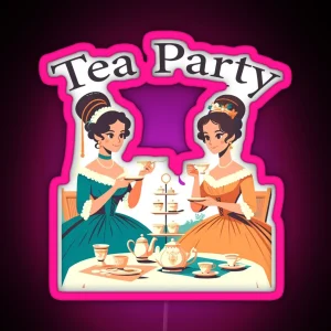 Victorian Ladies Enjoying Afternoon Tea RGB Neon Sign