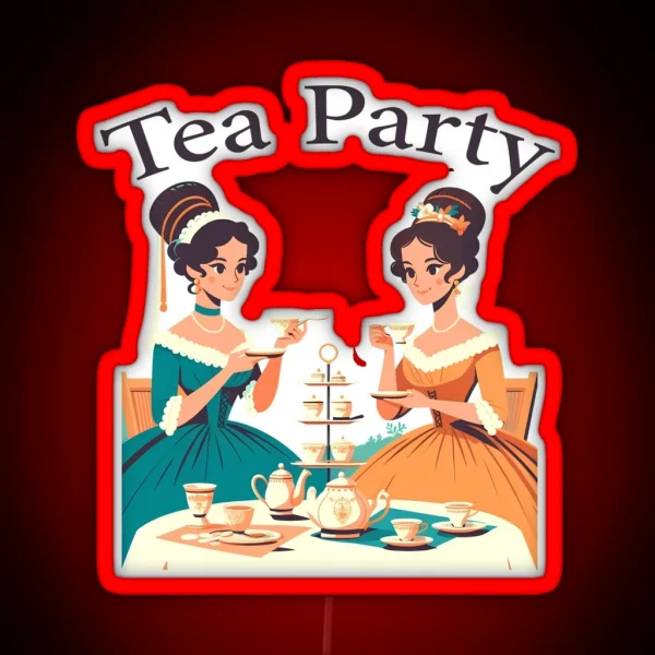 Victorian Ladies Enjoying Afternoon Tea RGB Neon Sign
