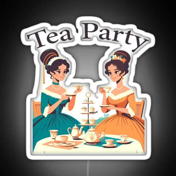 Victorian Ladies Enjoying Afternoon Tea RGB Neon Sign