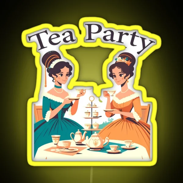 Victorian Ladies Enjoying Afternoon Tea RGB Neon Sign