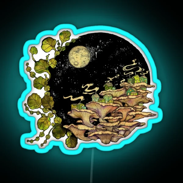 Village Surreal Illustration RGB Neon Sign