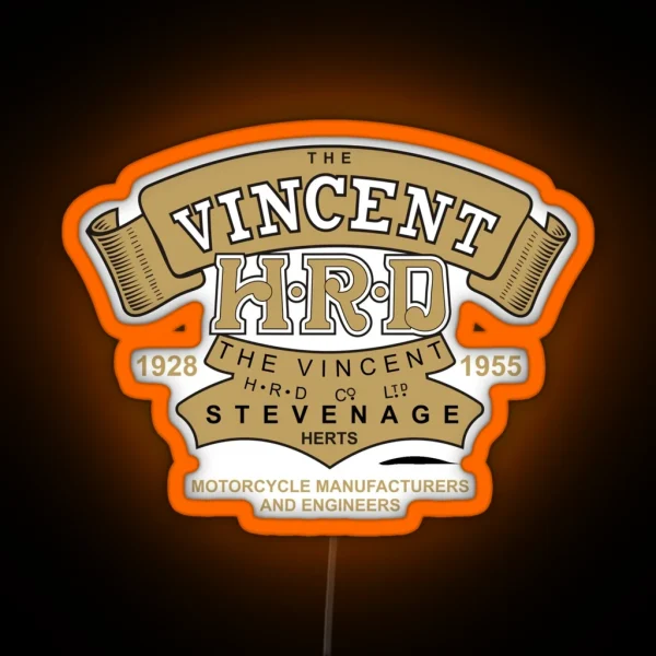 Vincent HRD Motorcycle Logo RGB Neon Sign