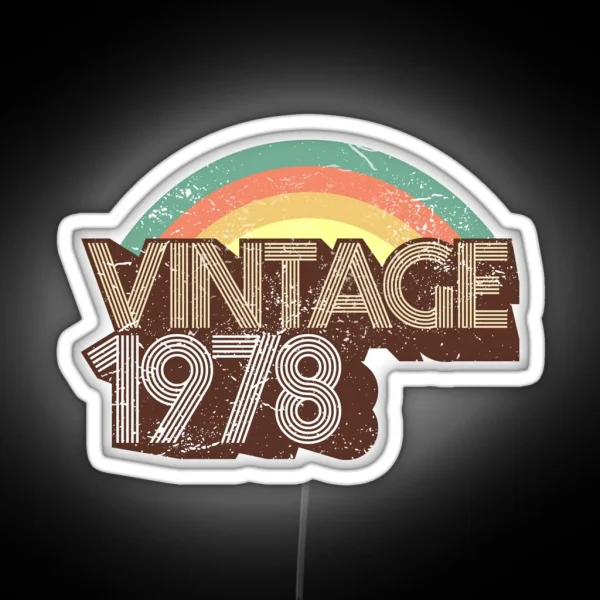 Vintage 1978 Distressed Birthday RGB Neon Sign