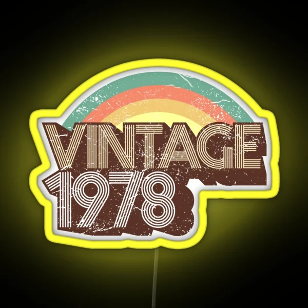 Vintage 1978 Distressed Birthday RGB Neon Sign