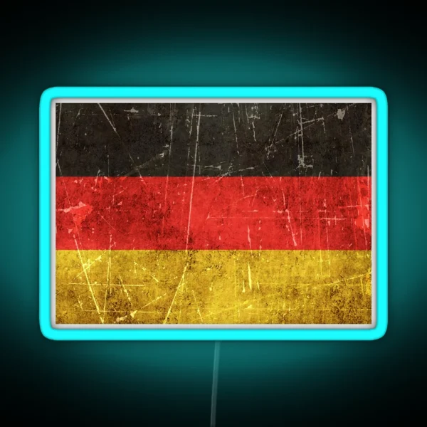 Vintage Aged And Scratched German Flag RGB Neon Sign