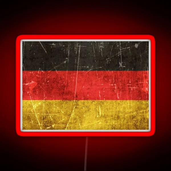 Vintage Aged And Scratched German Flag RGB Neon Sign