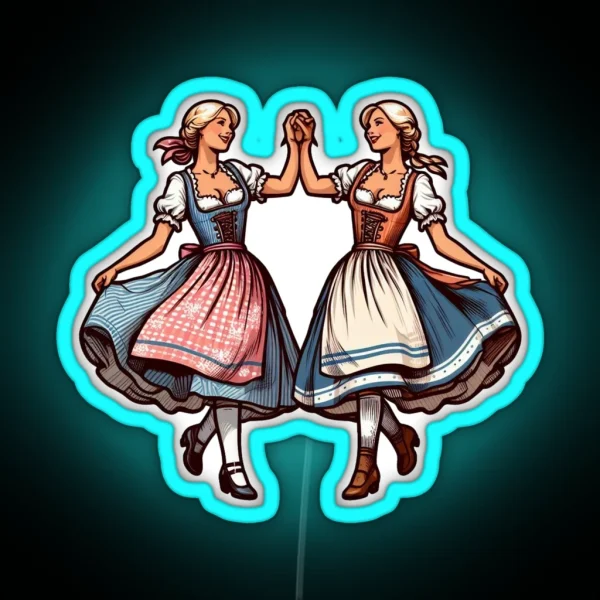 Vintage Alpengirls In Dirndl RGB Neon Sign
