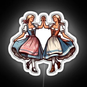 Vintage Alpengirls In Dirndl RGB Neon Sign