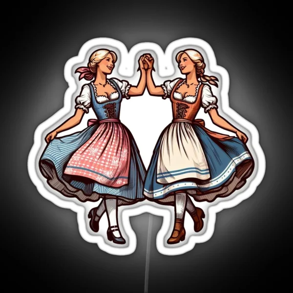 Vintage Alpengirls In Dirndl RGB Neon Sign