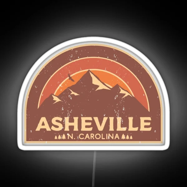 Vintage Asheville Mountain Design RGB Neon Sign