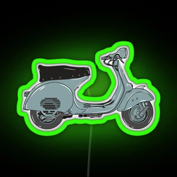Vintage Blue Grey Moped By Michele Collu Collugraphic RGB Neon Sign