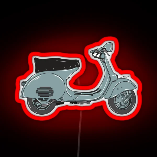 Vintage Blue Grey Moped By Michele Collu Collugraphic RGB Neon Sign
