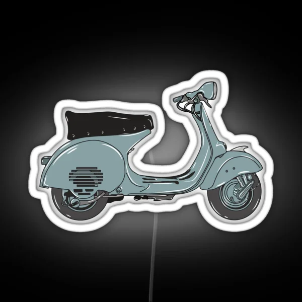 Vintage Blue Grey Moped By Michele Collu Collugraphic RGB Neon Sign