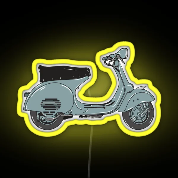 Vintage Blue Grey Moped By Michele Collu Collugraphic RGB Neon Sign