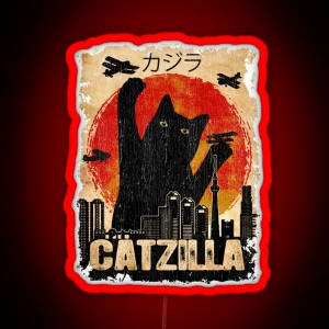 Vintage Catzilla Funny Black Cat Led RGB Neon Sign