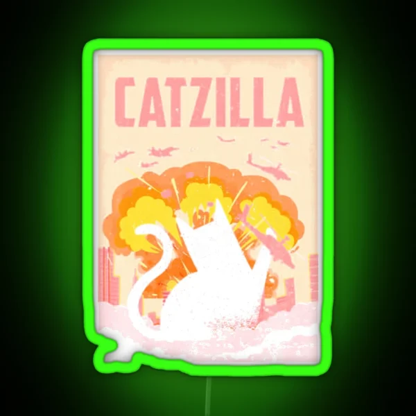 Vintage Catzilla RGB Neon Sign