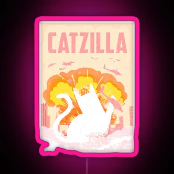 Vintage Catzilla RGB Neon Sign
