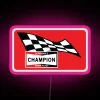 Vintage Champion LED neon sign with pink spark plugs design