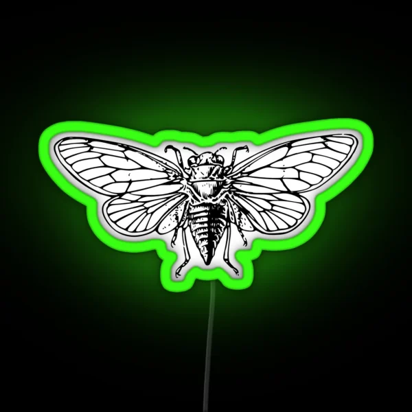 Vintage Cicada Drawing RGB Neon Sign