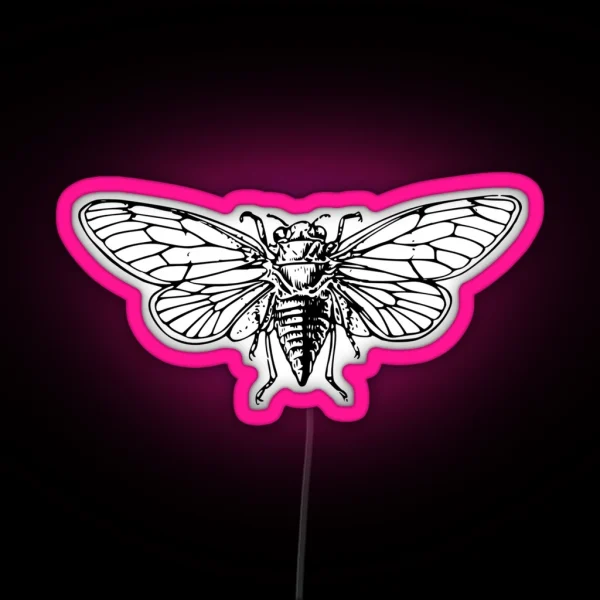 Vintage Cicada Drawing RGB Neon Sign